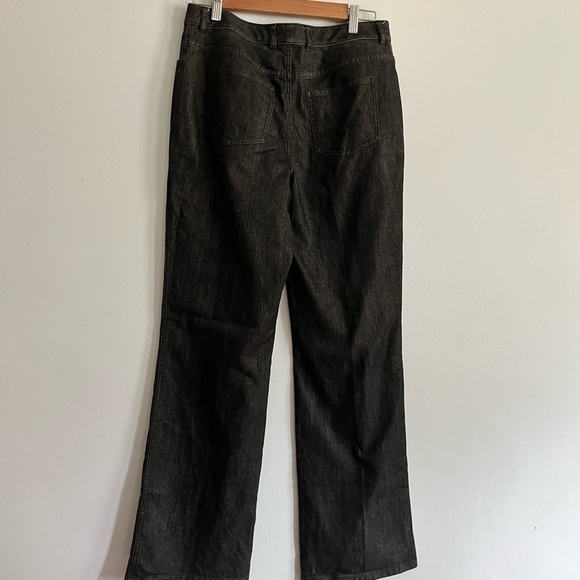 St. John Gold Black Flare High Waist Jeans - Picture 5 of 8